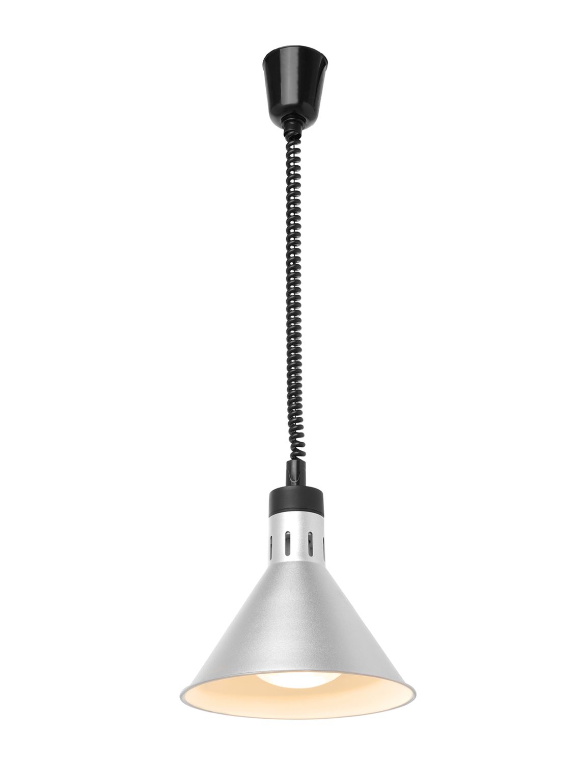 Výškově nastavitelná ohřívací lampa kónická, HENDI, Stříbrná, 230V/250W, ø275x(H)250mm