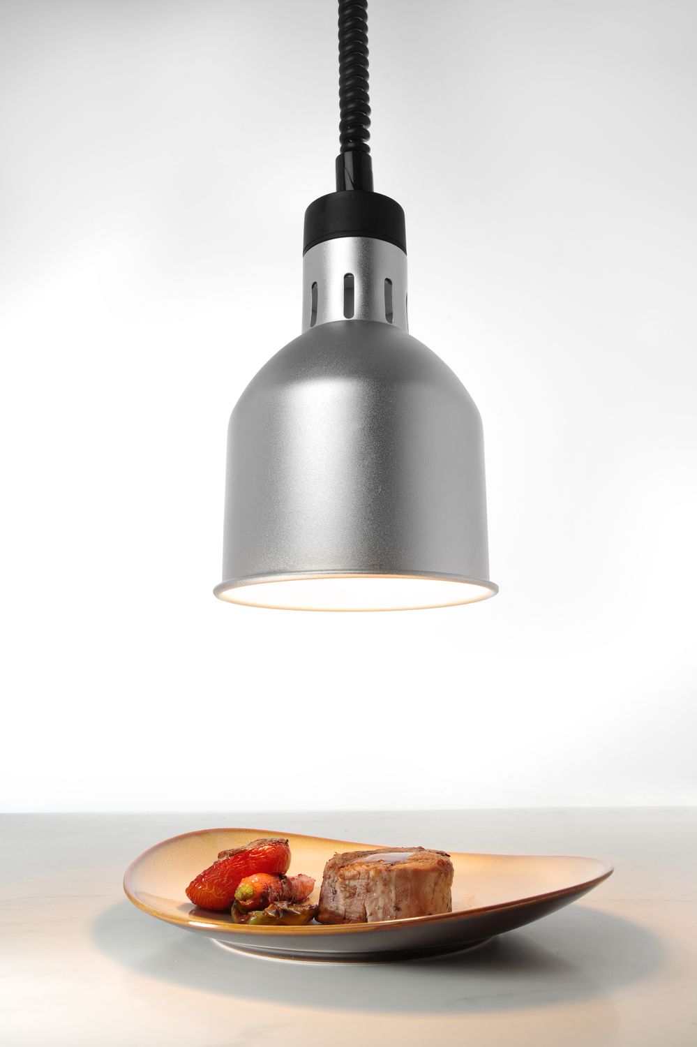 Výškově nastavitelná ohřívací lampa válcová, HENDI, Stříbrná, 230V/250W, ø175x(H)250mm