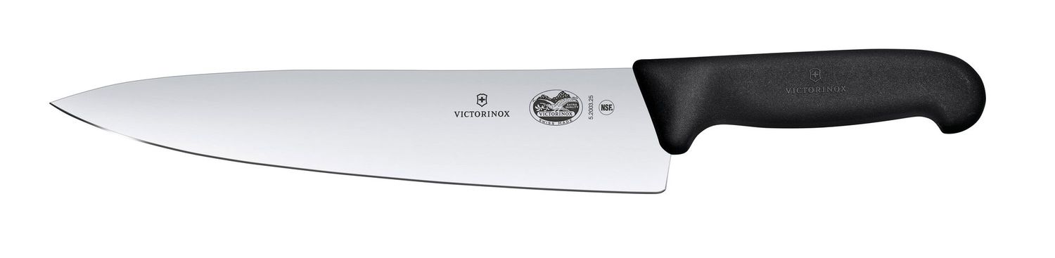 VICTORINOX | Kuchařský nůž FIBROX se širokou čepelí, černý délka 380 mm