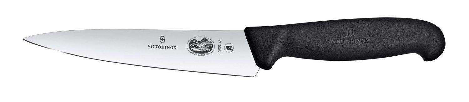 VICTORINOX | Kuchařský nůž FIBROX se širokou čepelí, černý délka 284mm