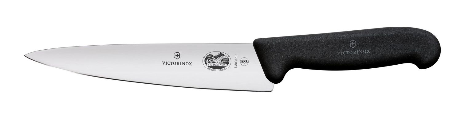 VICTORINOX | Kuchařský nůž FIBROX se širokou čepelí, černý délka 314 mm