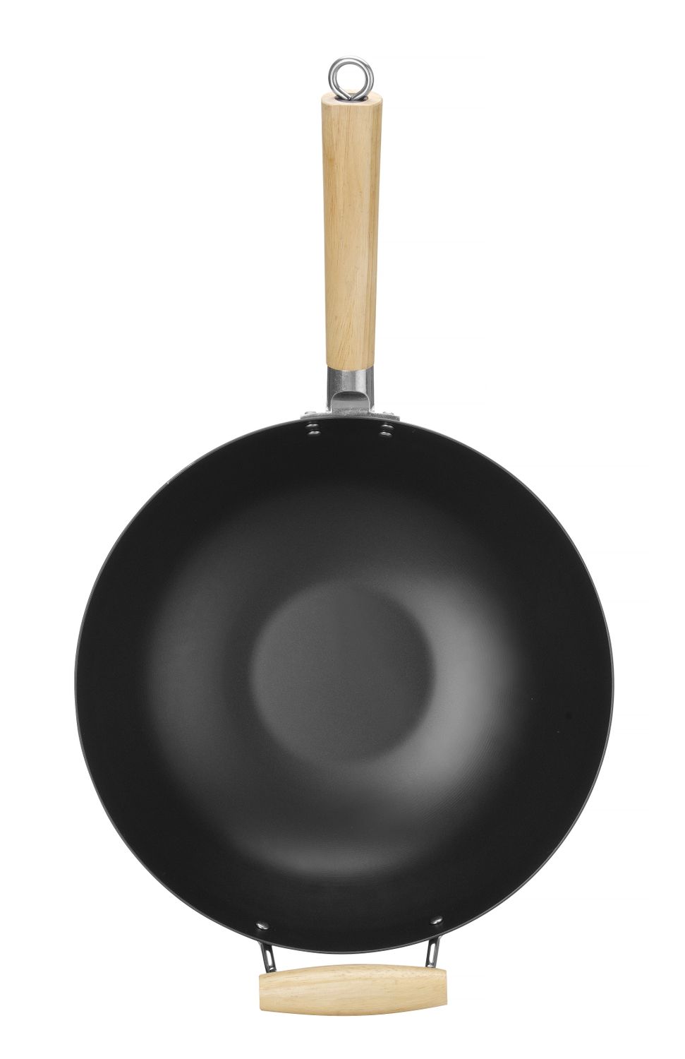 Ocelový wok HENDI s dřevěnou rukojetí, Ø 324 mm