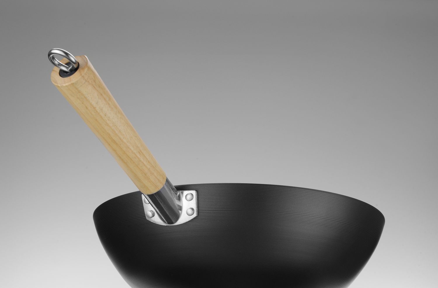Ocelový wok HENDI s dřevěnou rukojetí, Ø 324 mm