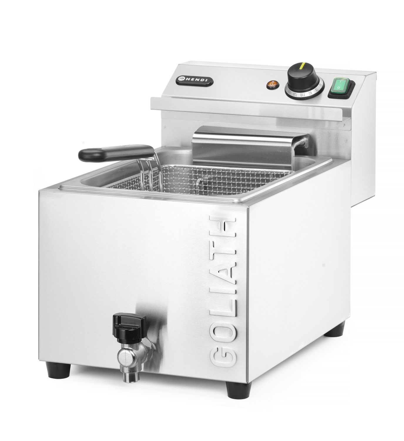 HENDI | Fritéza XL s vypouštěcím kohoutem řada GOLIATH, objem 10L, 400V/10200W, 300x585x(H)392mm