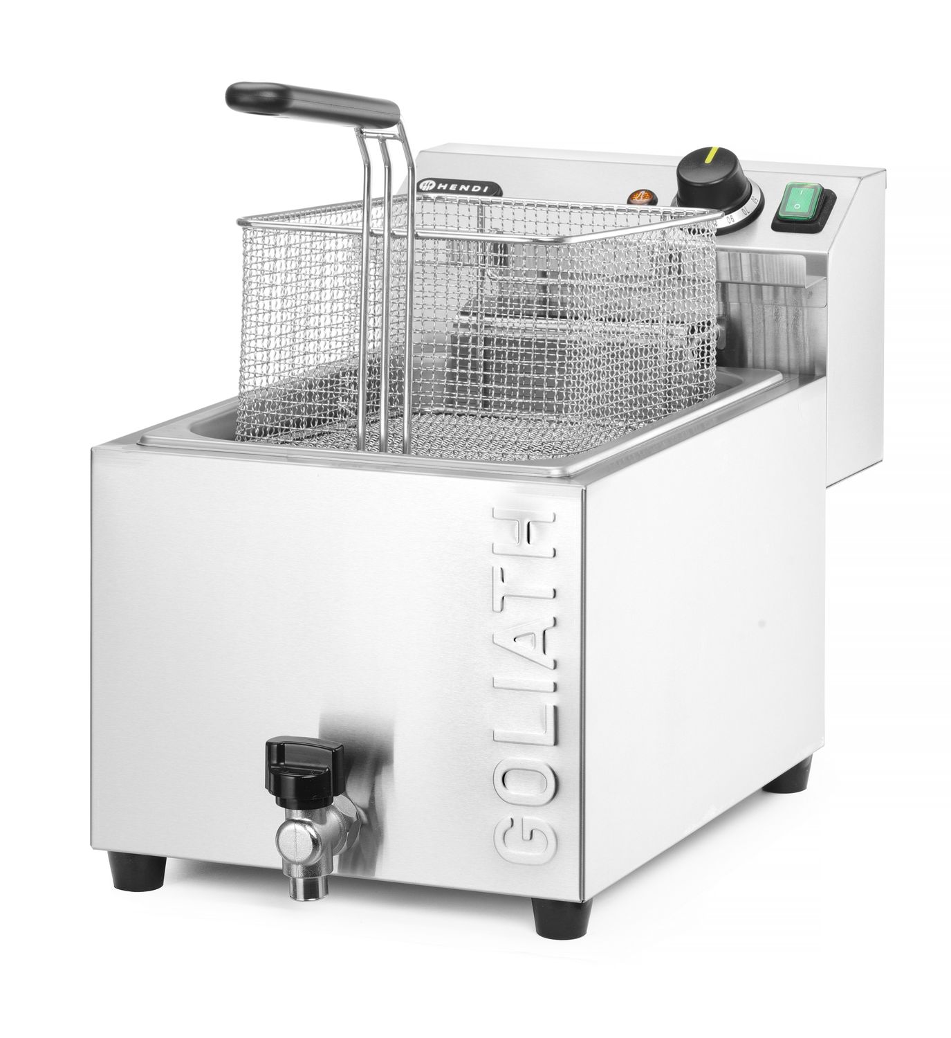 HENDI | Fritéza XL s vypouštěcím kohoutem řada GOLIATH, objem 10L, 400V/10200W, 300x585x(H)392mm