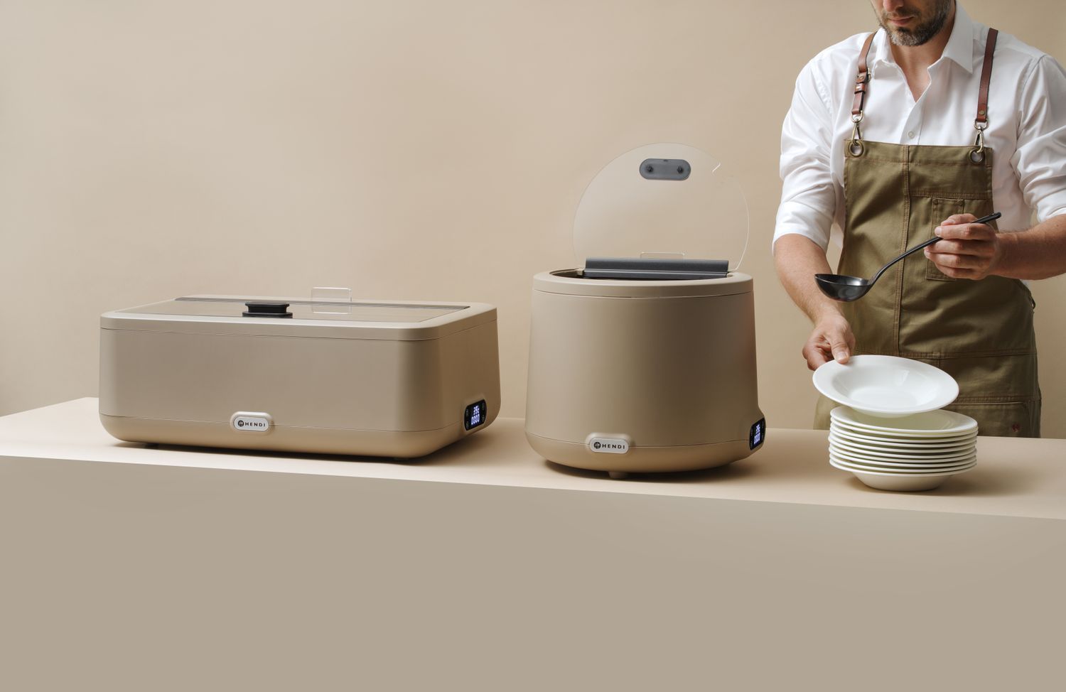 HENDI | Chafing elektrický, UNIQ, béžová barva, 220-240V/700W, 607x402x(H)245mm