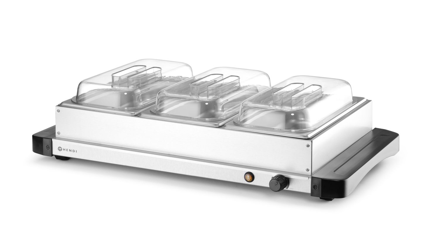 Bufetový ohřívač HENDI se 3 nádobami GN 1/3, 400 W