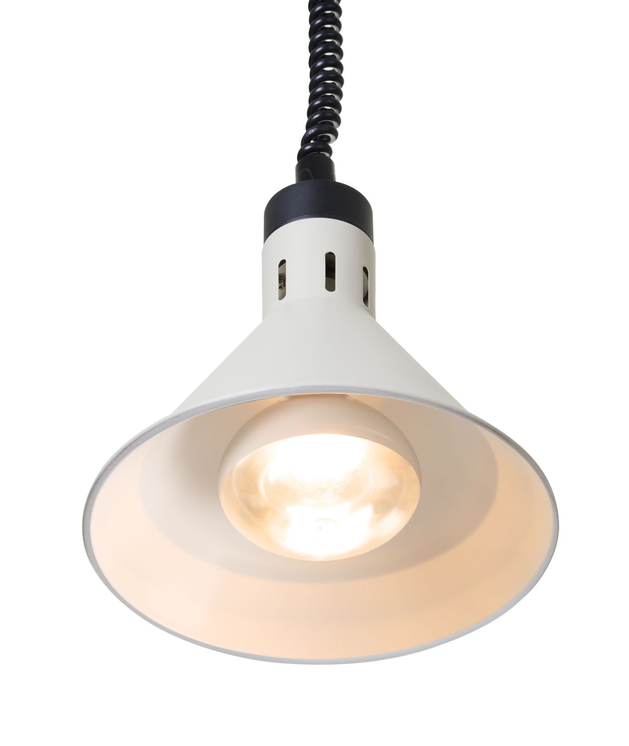 Výškově nastavitelná ohřívací lampa kónická, HENDI, Bílá, 230V/250W, ⌀275x(H)250mm