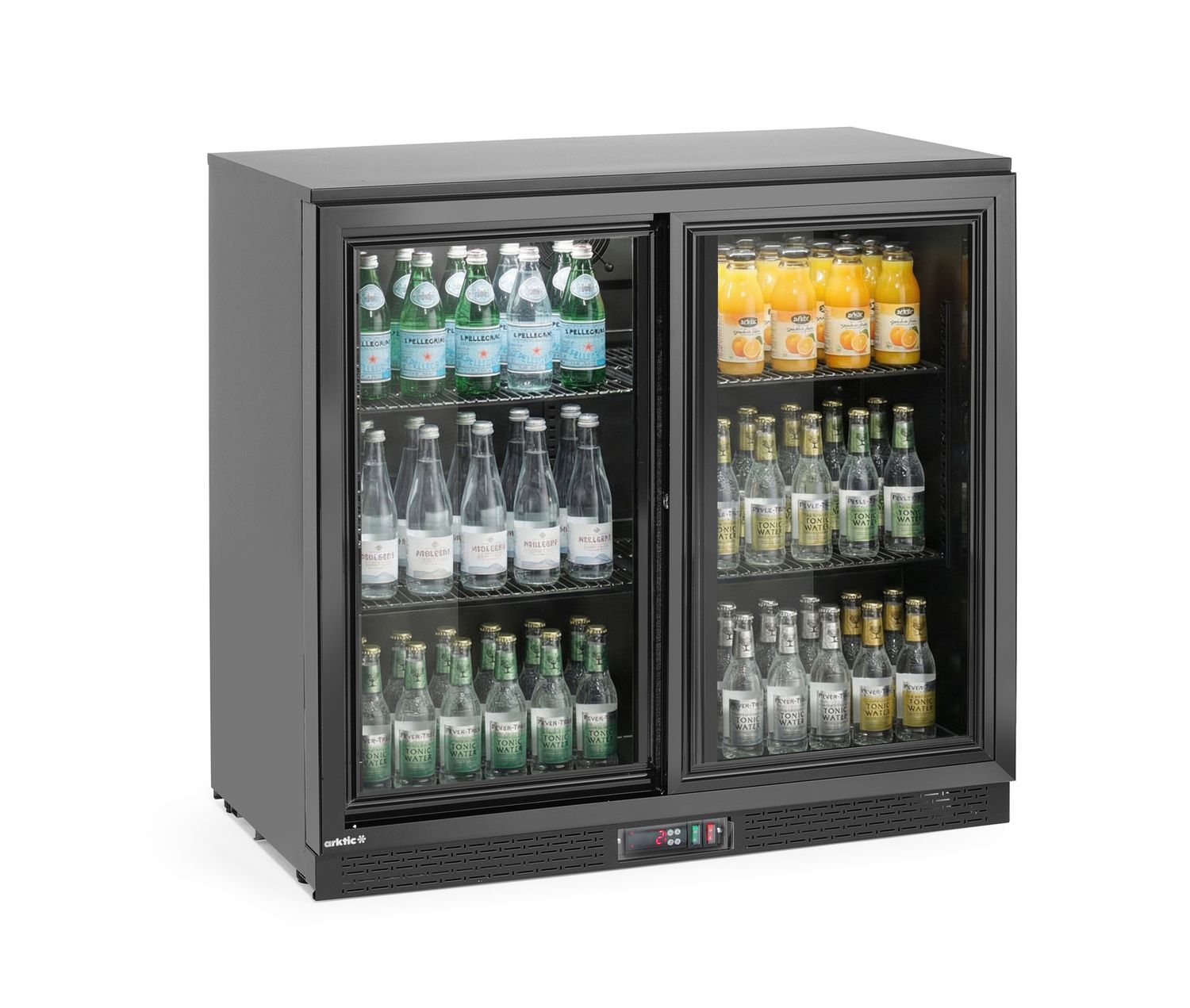 Barová chladnička s dvojitými posuvnými dveřmi, Arktic, 158L, Černá, 220-240V/160W, 900x520x(H)870mm