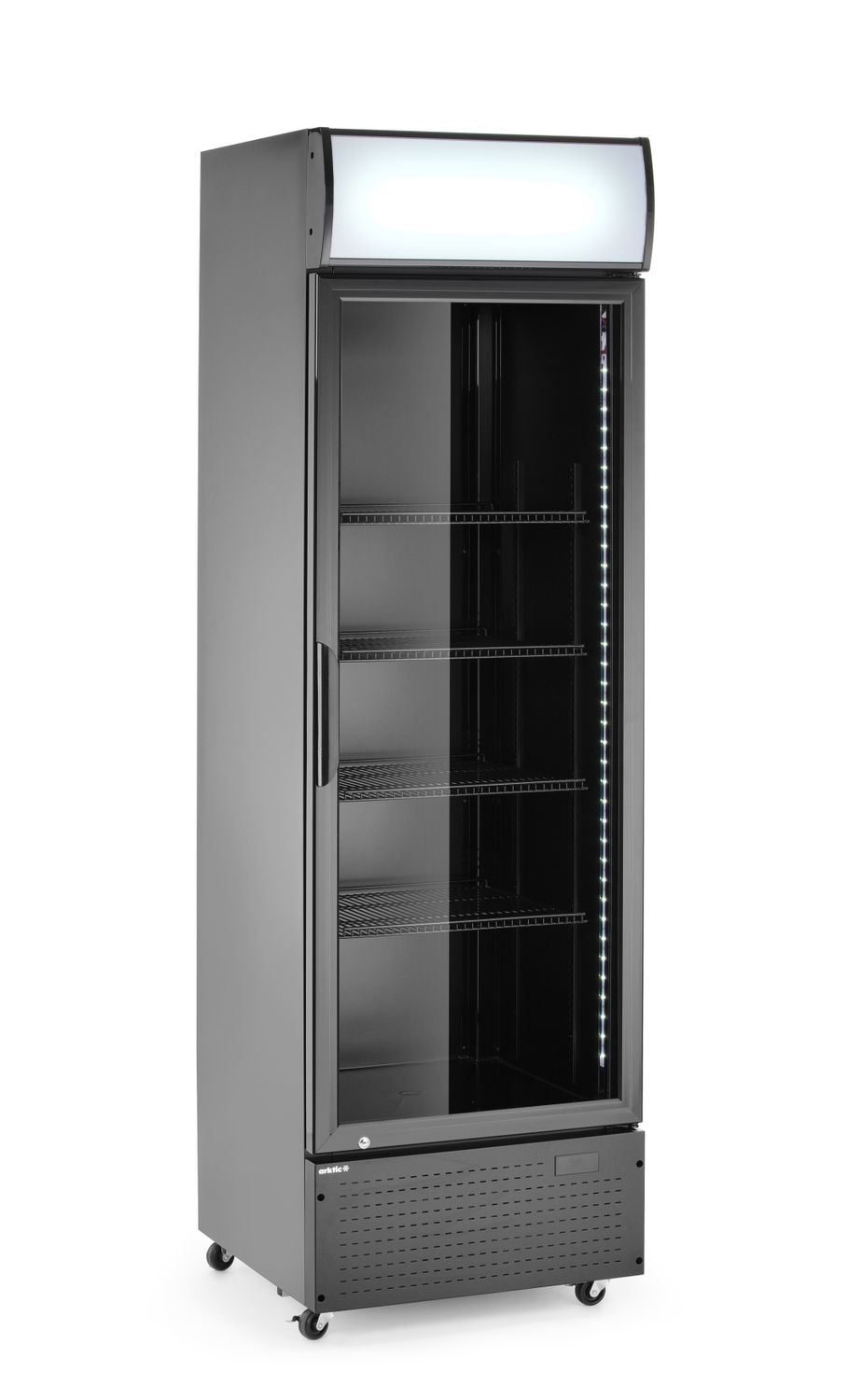 Jednokřídlá chladnička s podsvíceným panelem , Arktic, 254L, Černá, 220-240V/250W, 578x605x(H)1980mm