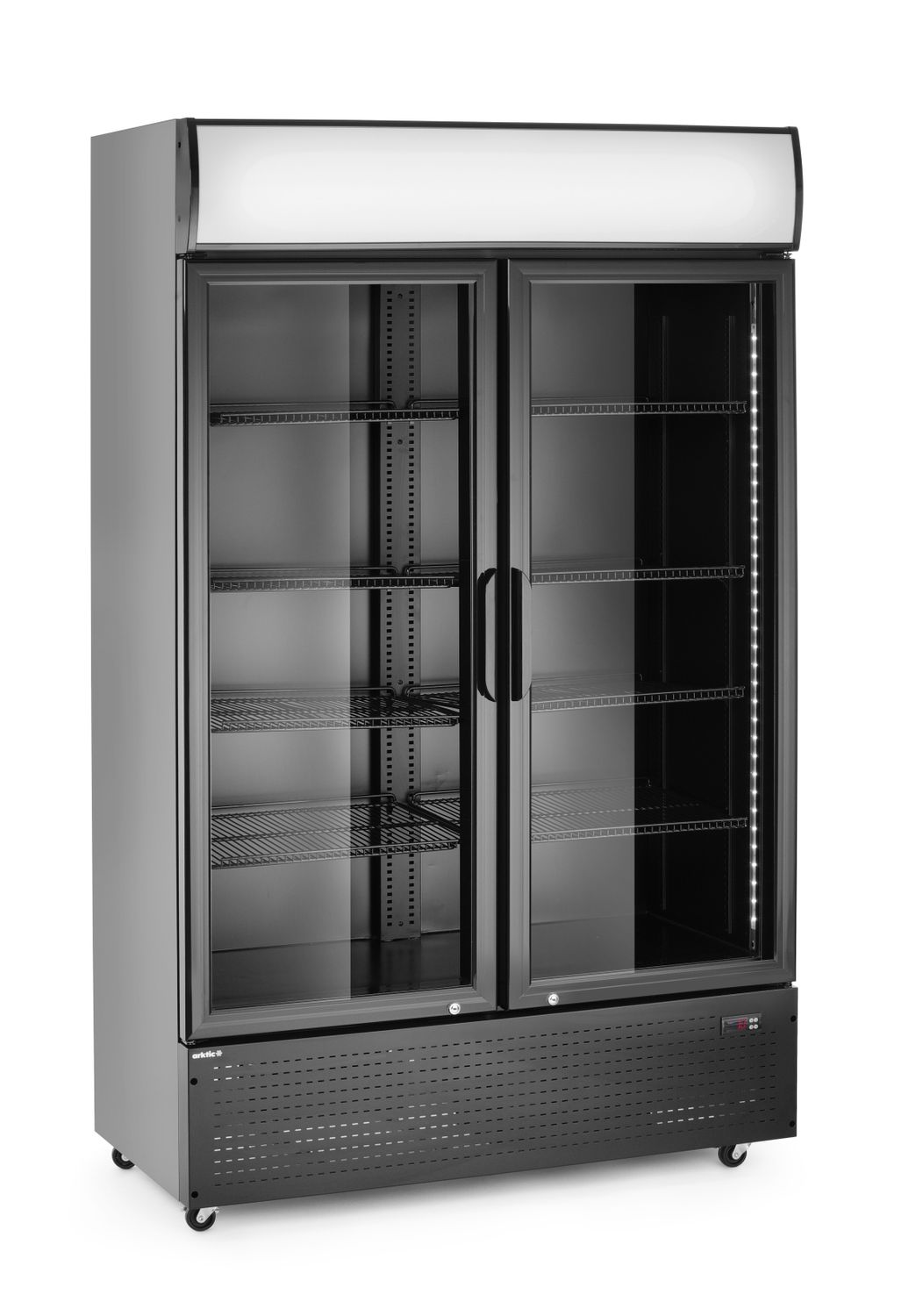 Barová chladnička s podsvíceným panelem, dvoudveřová, Arktic, 512L, Černá, 220-240V/510W, 1120x585x(H)1900mm
