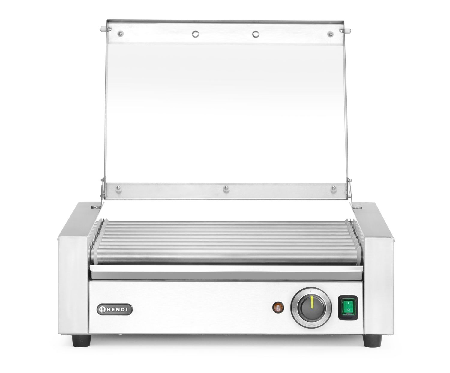 Gril na válečky, 1 zónový s energeticky úsporným krytem, HENDI, 230V/790W, 566x450x(H)259mm