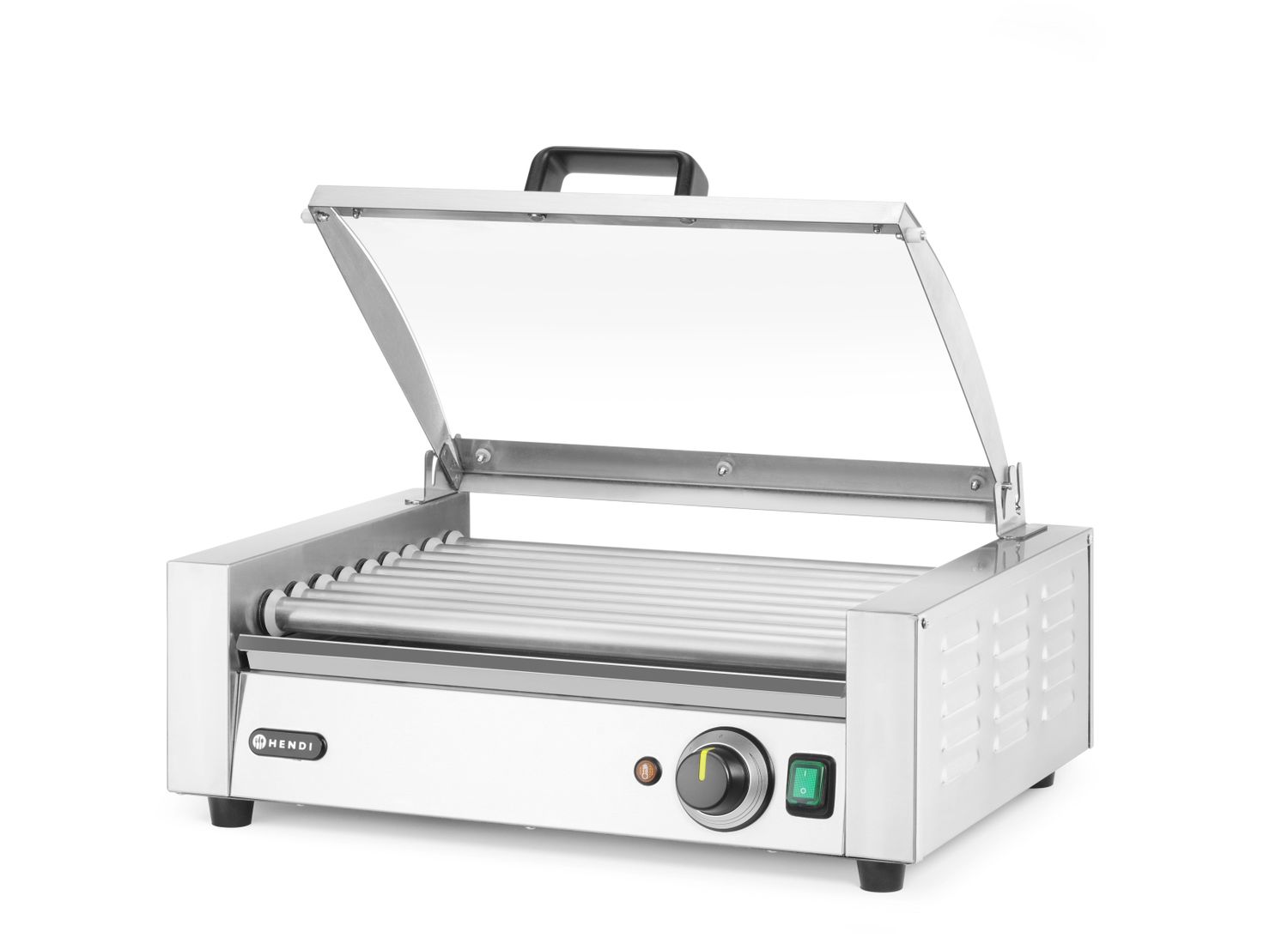 Gril na válečky, 1 zónový s energeticky úsporným krytem, HENDI, 230V/790W, 566x450x(H)259mm