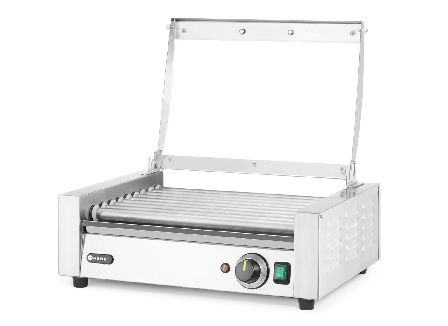 Gril na válečky, 1 zónový s energeticky úsporným krytem, HENDI, 230V/790W, 566x450x(H)259mm