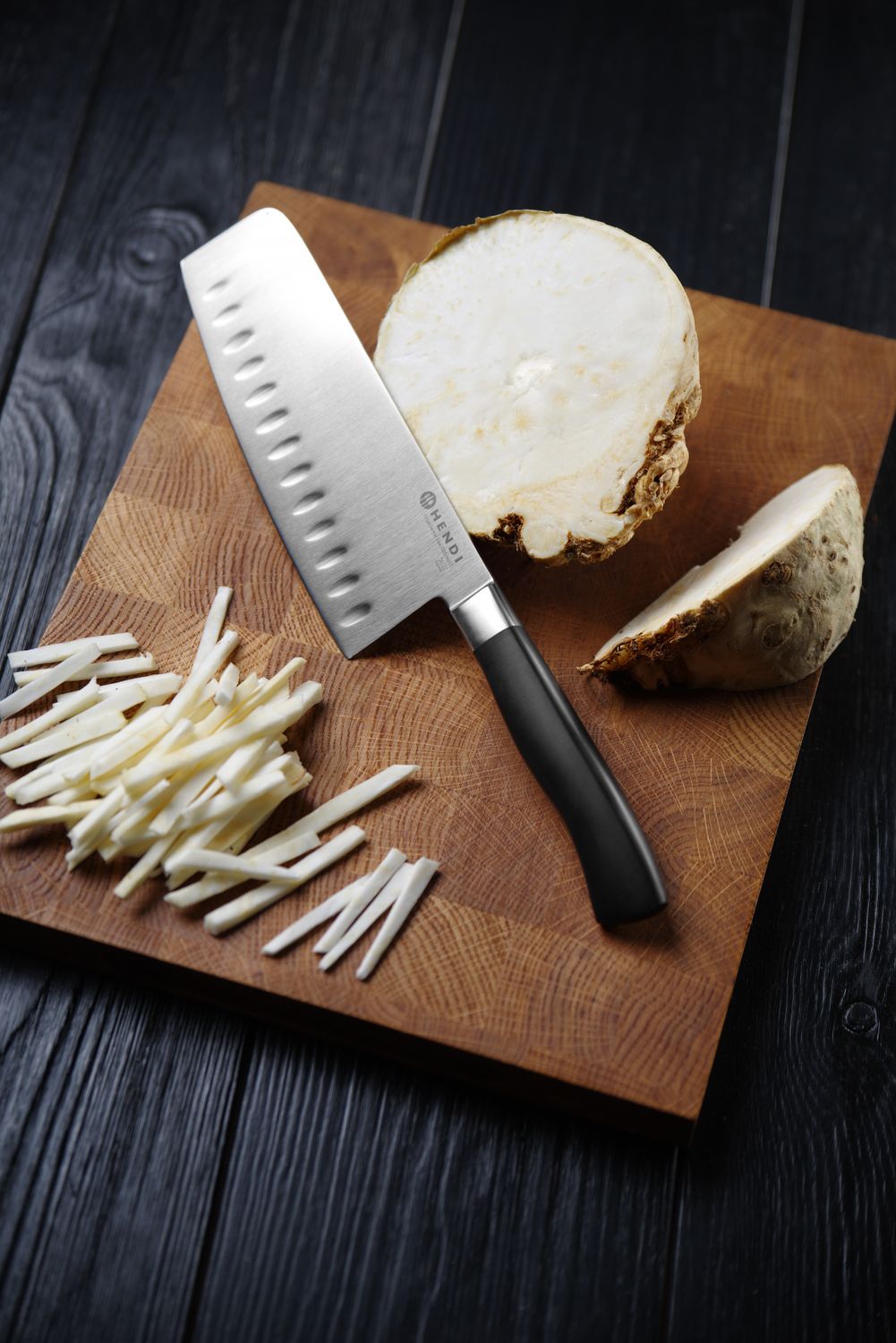 Cleaver, HENDI, Profi Line, vroubkovaný, Černá, (L)300mm