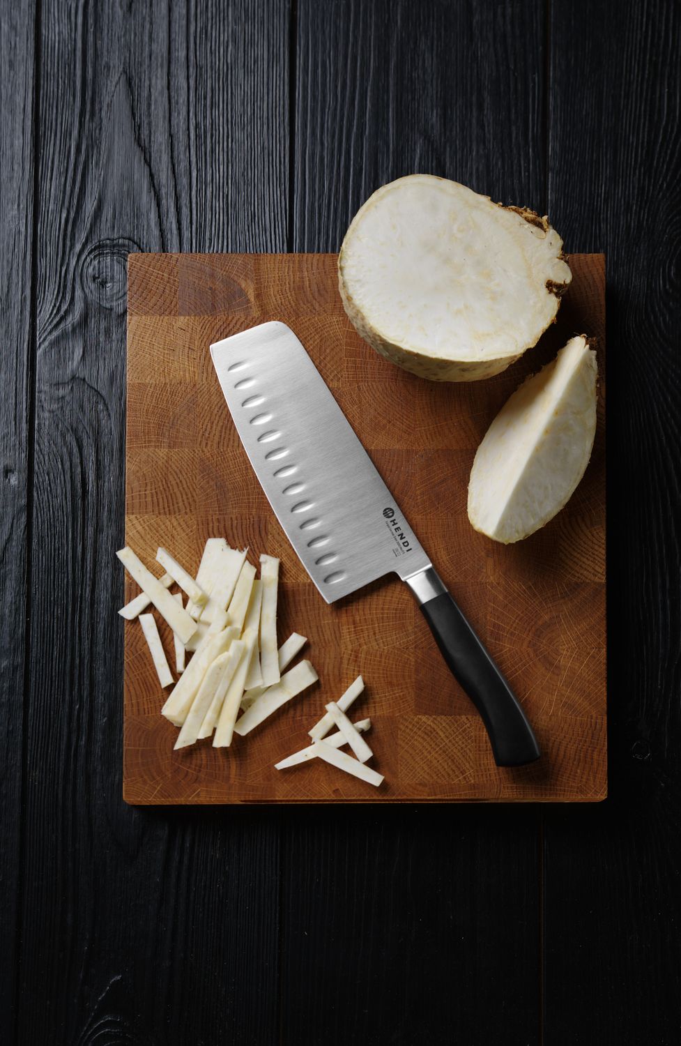 Cleaver, HENDI, Profi Line, vroubkovaný, Černá, (L)300mm