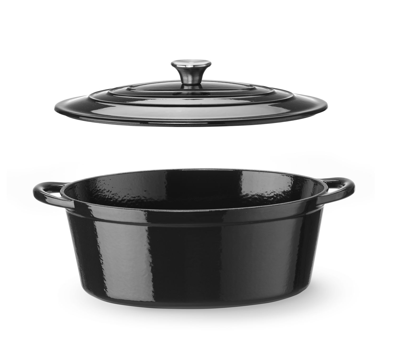 Litinový kastrol smaltovaný, HENDI, 6,88L, Černá, 405x255x(H)134mm