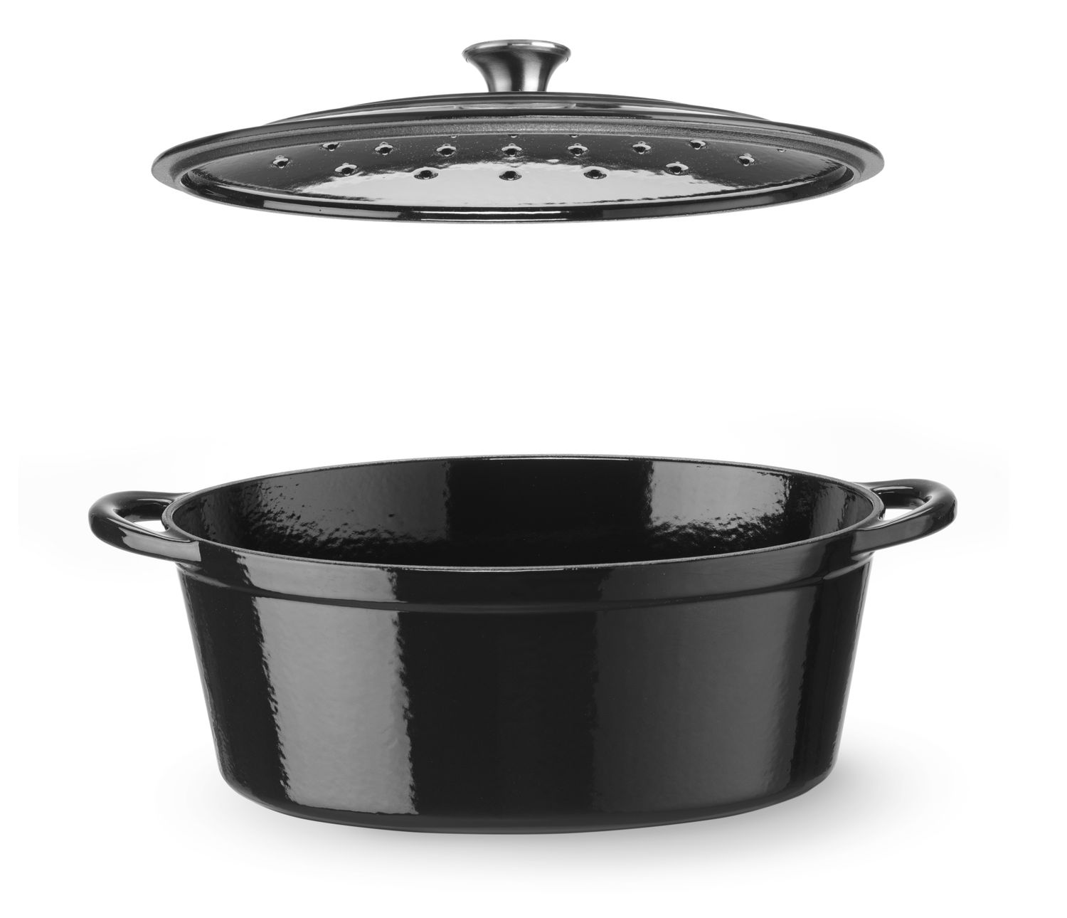 Litinový kastrol smaltovaný, HENDI, 6,88L, Černá, 405x255x(H)134mm