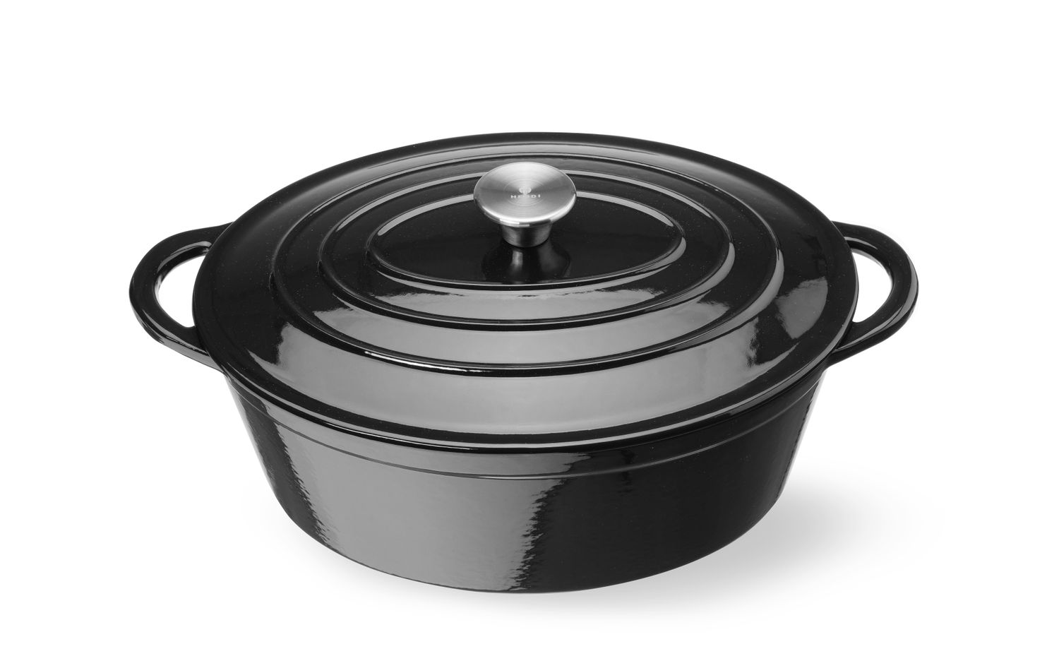 Litinový kastrol smaltovaný, HENDI, 6,88L, Černá, 405x255x(H)134mm