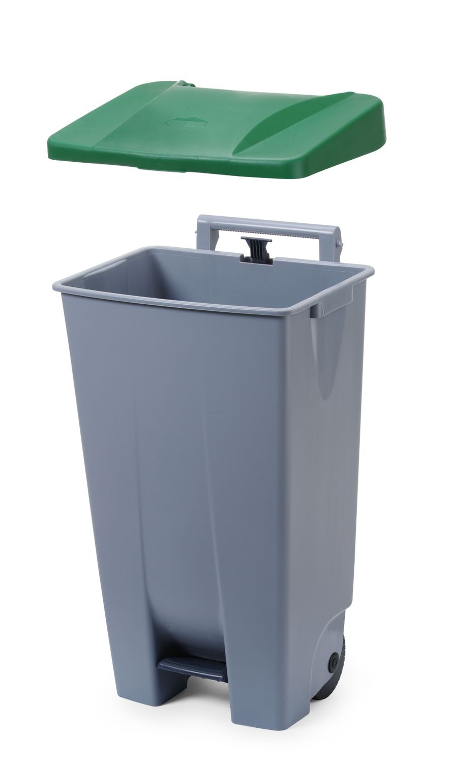 HENDI – odpadkový koš s pedálem a kolečky, 120 l, světle šedý, bez víka, 873458