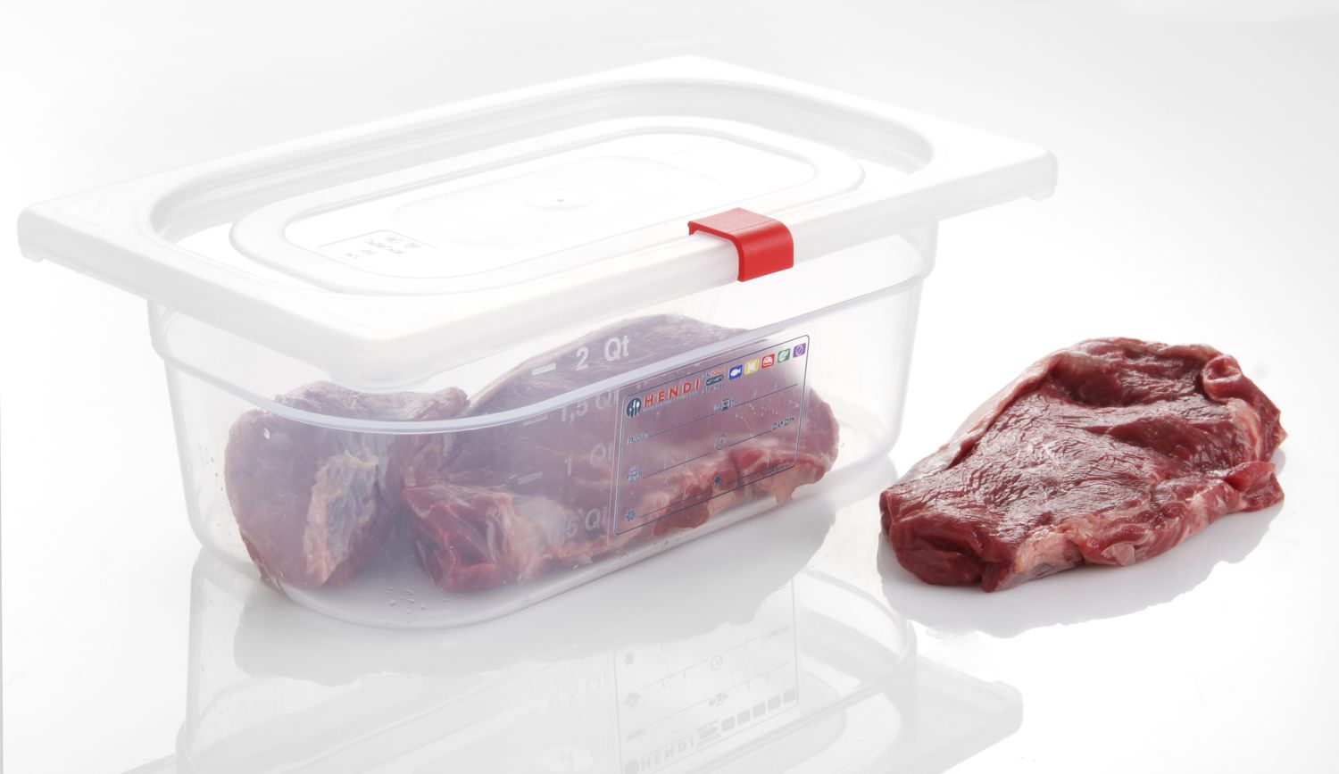 Polypropylenové klipy HACCP pro kontejnery GN, HENDI, Červená, 12 ks