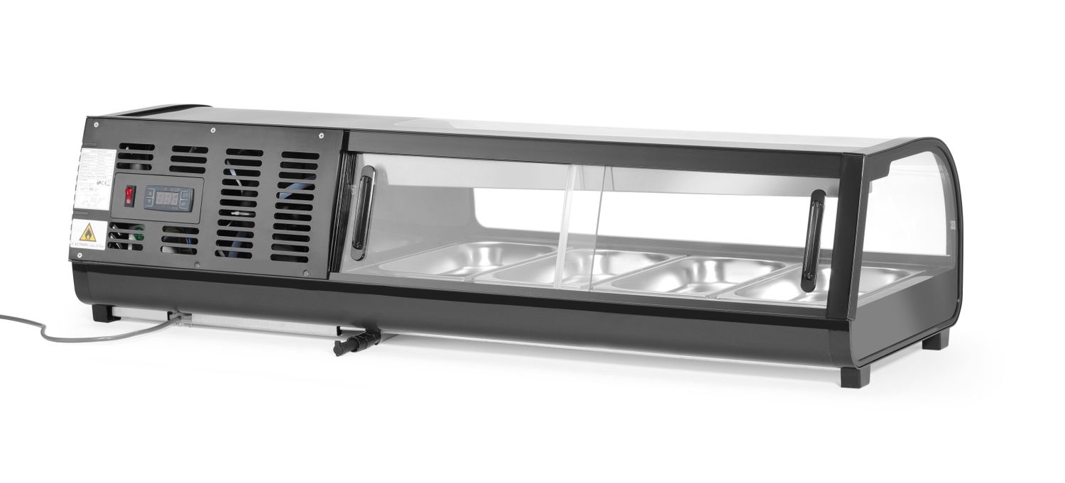 Stojan na Sushi, Arktic, Dodávané nádoby: 4x GN 1/3 (H) 40 mm., GN 1/3, Černá, 220-240V/190W, 1177x426x(H)296mm