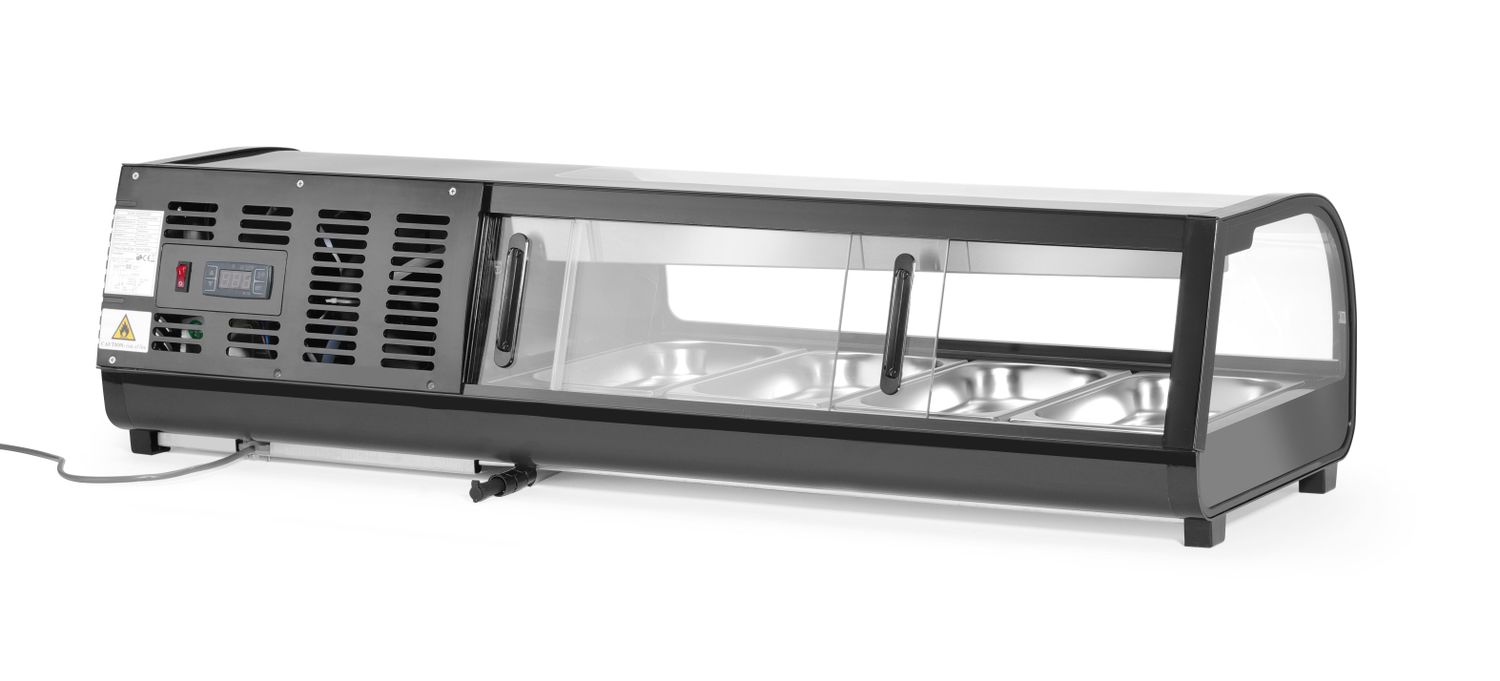 Stojan na Sushi, Arktic, Dodávané nádoby: 4x GN 1/3 (H) 40 mm., GN 1/3, Černá, 220-240V/190W, 1177x426x(H)296mm