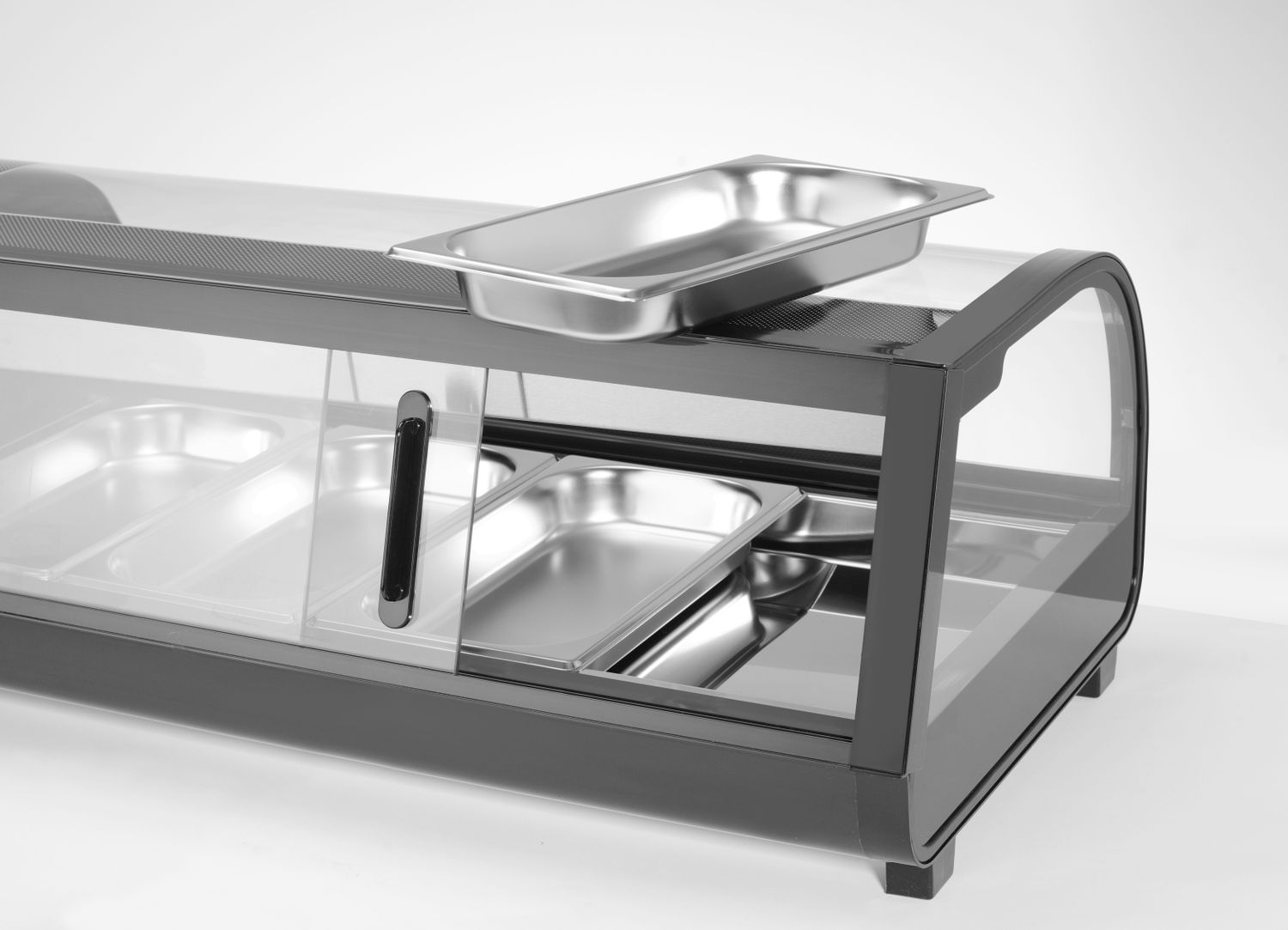 Stojan na Sushi, Arktic, Dodávané nádoby: 4x GN 1/3 (H) 40 mm., GN 1/3, Černá, 220-240V/190W, 1177x426x(H)296mm
