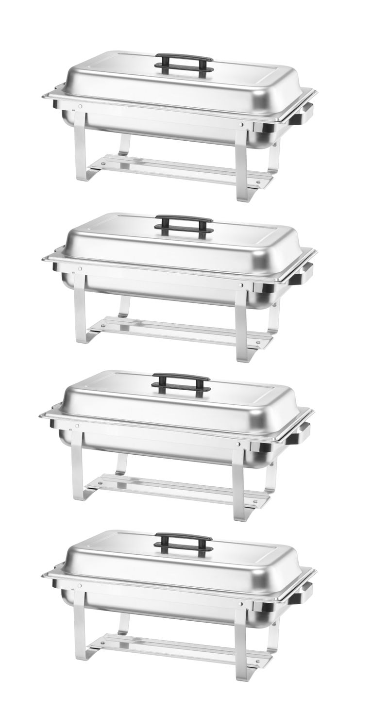 Ohřívač jídla Chafing – sada 4 kusů, HENDI, GN 1/1, 7,5L, 600x355x(H)305mm
