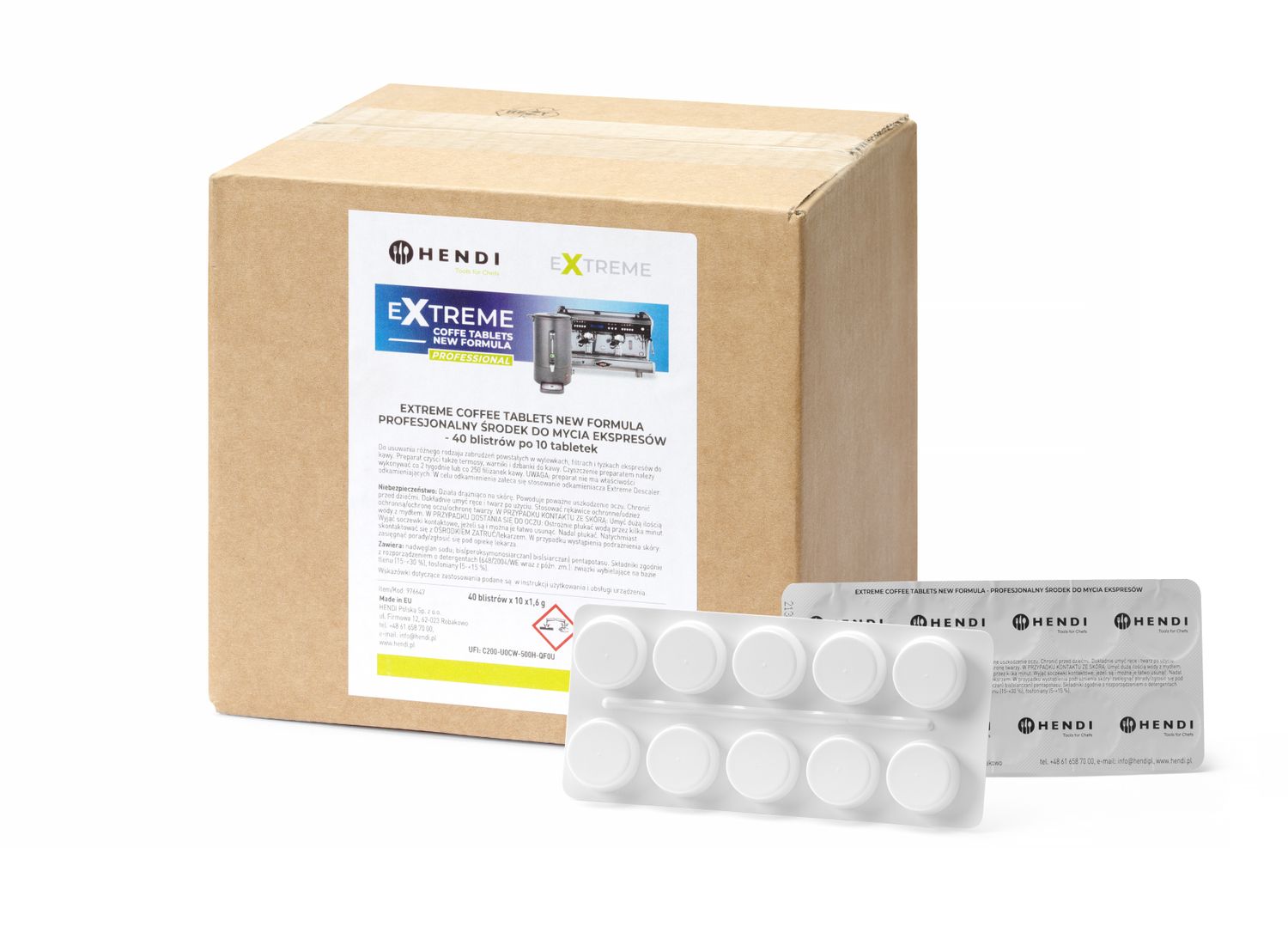 Extreme Coffee Tablets NEW FORMULA profesionální čistící prostředek na kávovary, HENDI, 40 blistrů po 10 tabletách