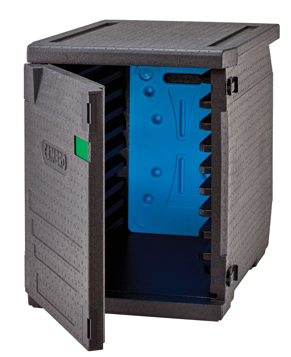 Termoizolační box Cam GoBox s předním plněním pro nádoby 600x400 mm, s 9 vestavěnými drážkami, Cambro, 126 l, s 9 drážkami, 126L, Černá, 770x540x(H)687mm