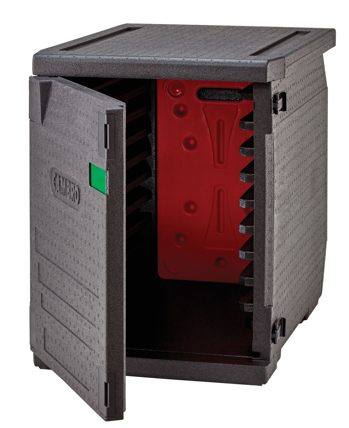 Termoizolační box Cam GoBox s předním plněním pro nádoby 600x400 mm, s 9 vestavěnými drážkami, Cambro, 126 l, s 9 drážkami, 126L, Černá, 770x540x(H)687mm