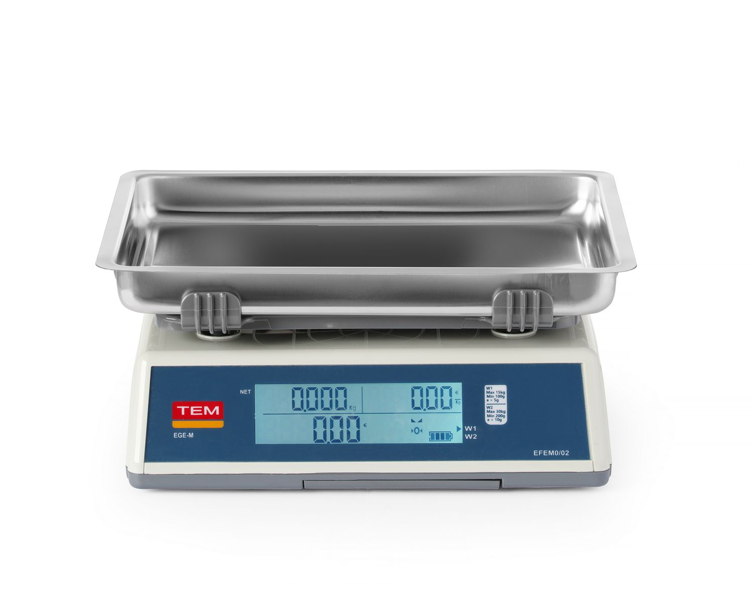Váha s potiskem štítků LCD s ramenem a legalizací, řada EGE, 30 kg, TEM, 355x330x(H)155mm