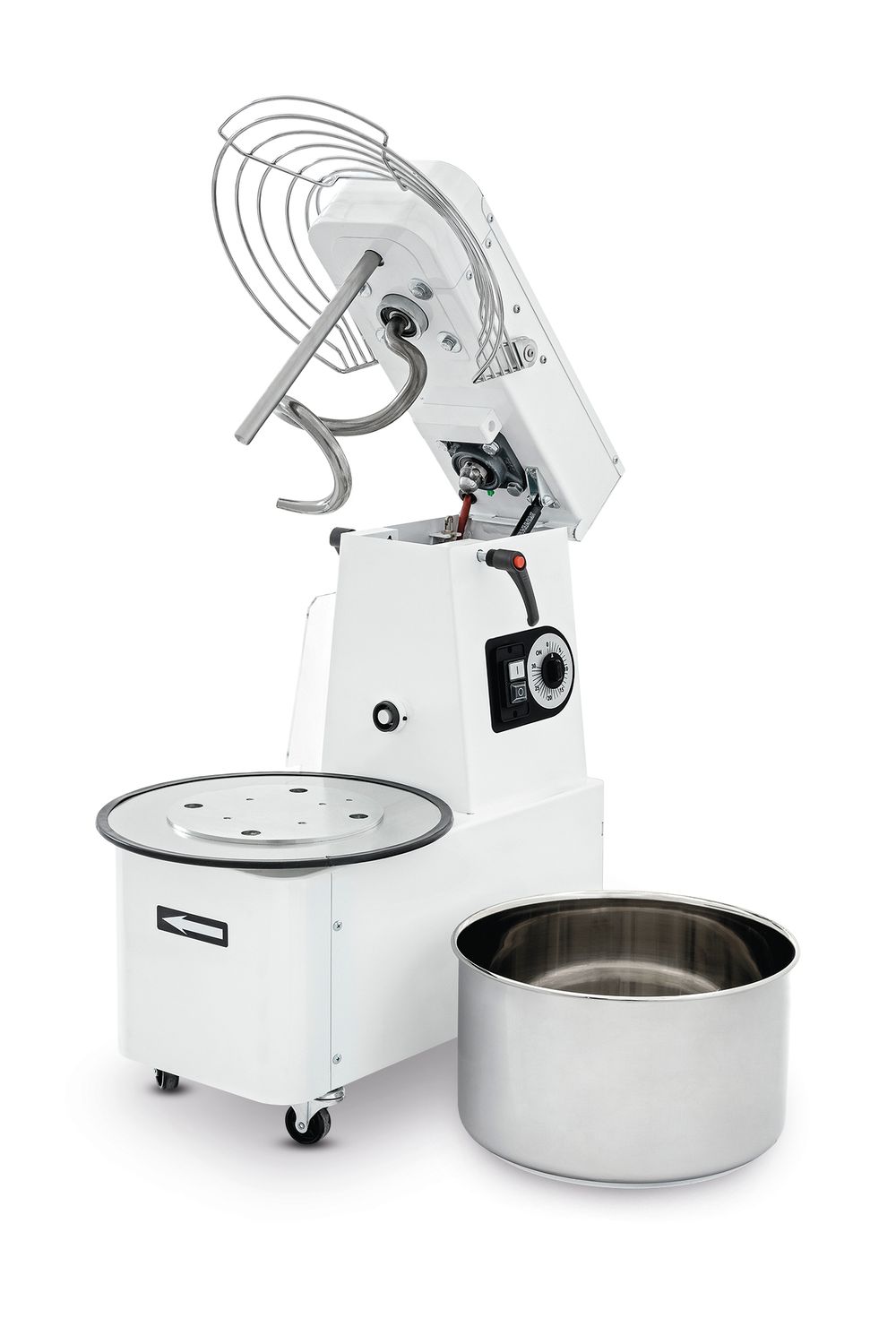 Spirálový mixér se zvedací hlavou a odnímatelnou mísou, 10 l, Prismafood, 35 kg/h, 10L, 230V/370W, 380x600x(H)645mm