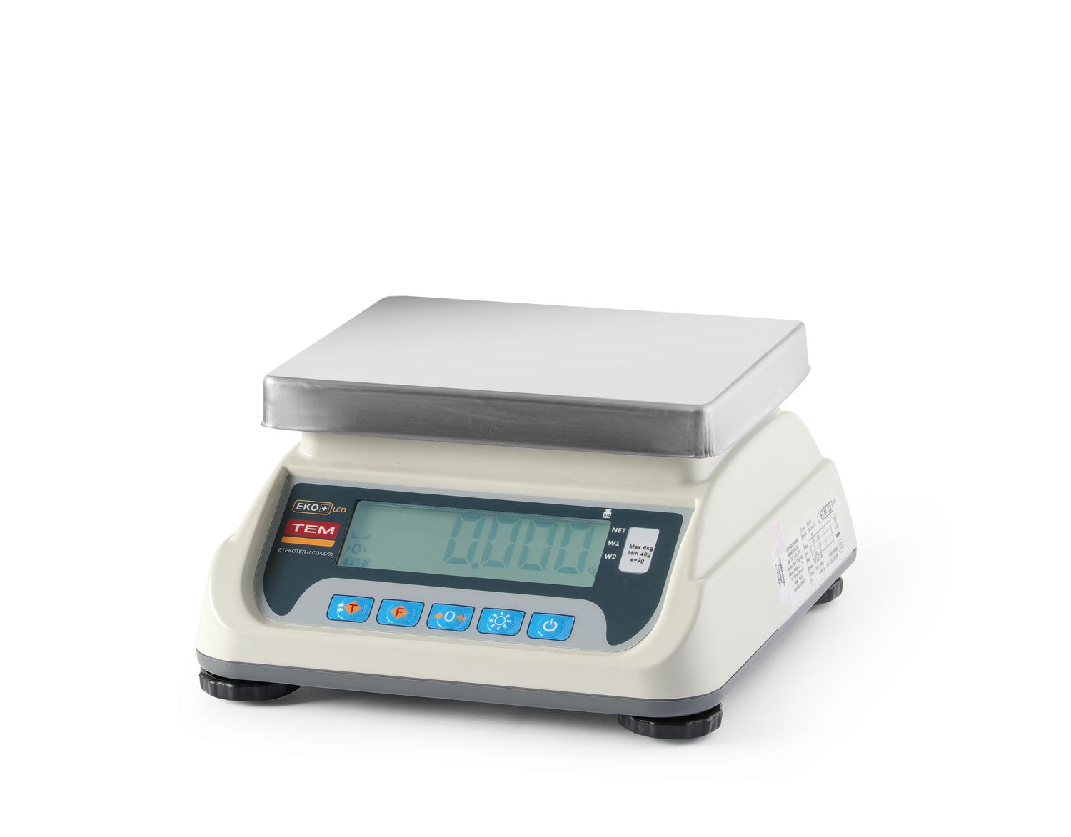 Obchodní váha s LCD displejem s portem RS232 a legalizací, řada ECO+, TEM, 255x264x(H)189mm