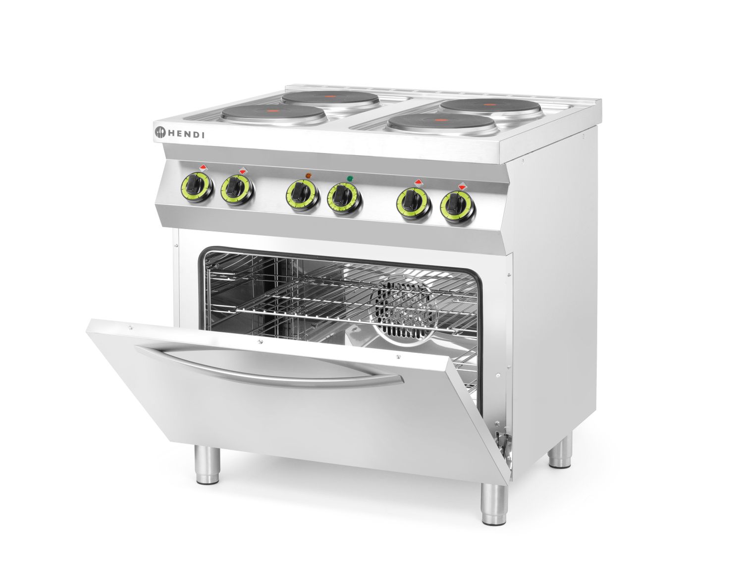 Elektrický vařič Kitchen Line – 4 plotýnky s konvektomatem GN 1/1 , HENDI, Kitchen Line, GN 1/1, 400V/13400W, 800x700x(H)900mm