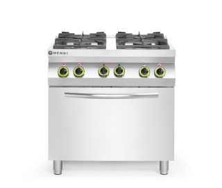 Plynový sporák Kitchen Line - 4 hořáky s konvektomatem GN 1/1, HENDI, Kitchen Line, 230V/3000W, 19kW, 800x722x(H)900mm
