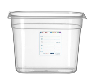 Kontejner GN 1/4 HACCP, HENDI, GN 1/4, 5,5L, Průhledná, 265x162x(H)200mm