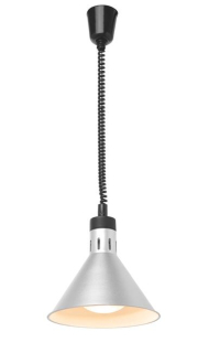 Výškově nastavitelná ohřívací lampa kónická, HENDI, Stříbrná, 230V/250W, ø275x(H)250mm