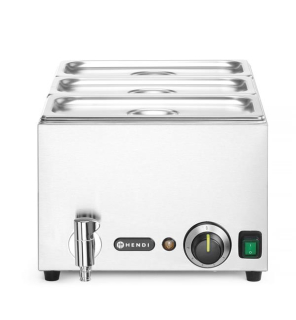 Sada Ranger: Bain-marie s vypouštěcím kohoutkem + 3x GN 1/3 s víkem, HENDI, GN 1/1, 230V/1000W, 604x332x(H)242mm