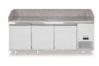 Chladicí stůl na pizzu s žulovou pracovní deskou, 3-dveřový, Arktic, 375L, žula, 230V/400W, 2010x800x(H)875mm