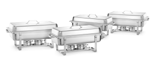 Ohřívač jídla Chafing – sada 4 kusů, HENDI, GN 1/1, 7,5L, 600x355x(H)305mm