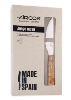 Steakový nůž - sada 6 ks, série FOREST, Arcos, FOREST, Světlé dřevo, 6 ks, (L)220mm