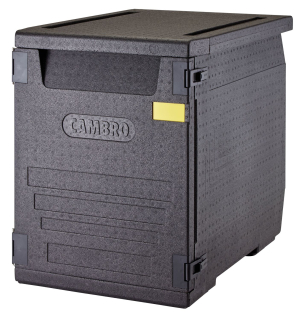 Termoizolační box Cam GoBox s předním plněním pro nádoby 600x400 mm, bez drážek, Cambro, 155 l, bez drážek, 155L, Černá, 770x540x(H)687mm