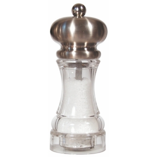 MARLUX | POLKA mlýnek na sůl, nerez mat a transparent, 14 cm