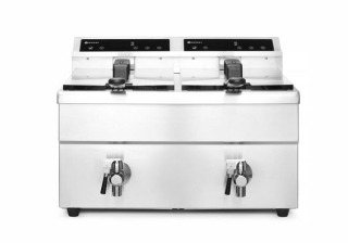 HENDI | Indukční fritéza s výpustí, objem 2x8 litrů, Profi Line, 230V/7000W, 577x609x(H)410mm