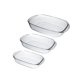 Duralex | Zapékací mísy, skleněné, obdélné, set 3 ks