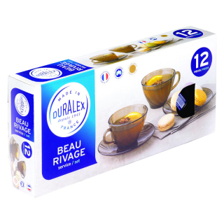 Duralex | Šálek s podšálkem, hnědý, set 6+6, BEAU RIVAGE