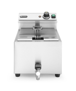 HENDI | Fritéza s výpustí, objem 8 litrů, Profi Line, Světle šedá, 230V/3500W, 305x515x(H)354mm