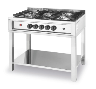 Plynový sporák - 5 hořáků s otevřenou podstavou, HENDI, Kitchen Line, 14,3kW, 900x640x(H)910mm